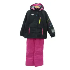 ゴールドウイン GOLDWIN スキーウェア セットアップ 上下 ジャケット ミドル丈 パンツ ロング丈 140 黒 ブラック マゼンタ ピンク フード付き /HO35 ■GY61 女の子