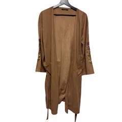  INGNI（イング）フェイクスエード・コーディガン（ロングカーディガン）花柄刺繍 ボヘミアン フェミニン【Z1772】