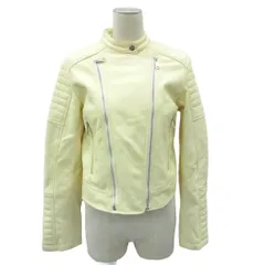 ザラ ZARA ライダースジャケット フェイクレザージャケット S クリーム色 ジップアップ キルティングデザイン ショート丈 /YS60 ■GY58