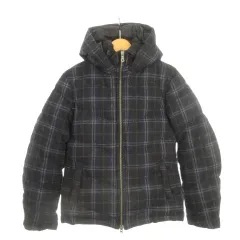 エムケーミッシェルクランオム MK MICHEL KLEIN HOMME ダウンジャケット 上着 46 紺 ネイビー チェック柄 フード付き 長袖 /AH27 ■GY61