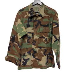  ウッドランド迷彩 BDUジャケット COAT, HOT WEATHER, WOODLAND CAMOUFLAGE PATTERN, COMBAT 米軍基地 ヴィンテージ【Z1772】