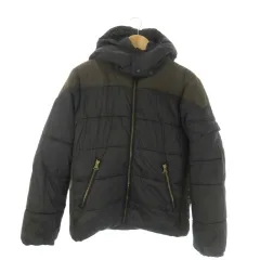 ビームス BEAMS 中綿ジャケット 上着 S 黒 ブラック フード付き 長袖 切り替えデザイン /AO5 ■GY61