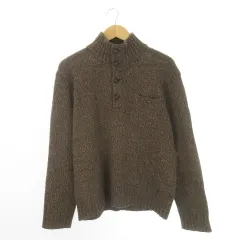 ポロ バイ ラルフローレン Polo by Ralph Lauren ニット セーター ハイネック 長袖 フロントハーフボタン ウール L 茶 ブラウン /CK4 ■GY61