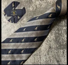 Santa Barbara Polo & Racquet Clubシルバー ネイビー シルク ネクタイ[MSE145]