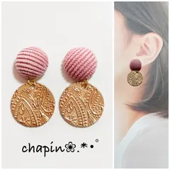 （ 1050 ）カボション コーデュロイ ピアス イヤリング