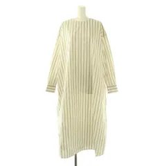 カグレ かぐれ ストライプクルーネックワンピース 長袖 ロング コットン F ベージュ 黒 /NR ■OS