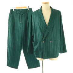 ジャーナルスタンダード JOURNAL STANDARD ストライプWジャケット パンツ セットアップ スーツ S ダークグリーン イエロー /ES ■OS