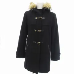 コールハーン COLE HAAN ダッフルコート フェイクファー フード ミドル丈 S 黒 ブラック /UD