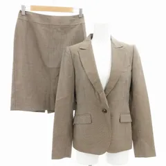 ユナイテッドアローズ UNITED ARROWS スーツ セットアップ 上下 テーラードジャケット タイトスカート センターベント ひざ丈 シルク混 36 茶 ブラウン /GV