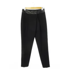 セオリー Theory スラックス テーパード 切替 レザー ウエストベルト ワンポイント アシンメトリー ストレッチ 小さいサイズ 0 XS 黒 ブラック 01-8106442-050-700 /CK27 ■GY19