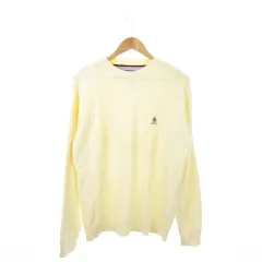 トミーヒルフィガー TOMMY HILFIGER ニット セーター クルーネック 丸首 長袖 コットン ケーブル編み 刺繍 M ベージュ /MN13 ■GY11