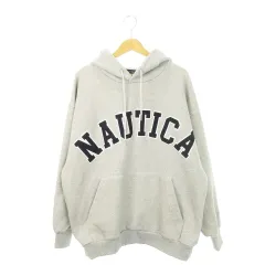 ノーティカ NAUTICA プルパーカー スウェット 長袖 ワッペン アーチロゴ 厚手 M グレー 223-1249 /AH16 ■GY11