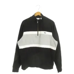 ラコステ LACOSTE トレーナー L 黒 ブラック 長袖 ハーフジップ ボーダー柄 /AH3 ■GY99