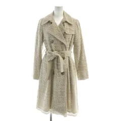 グレースクラス GRACE Class トレンチコート 長袖 ダブル 総裏地 ロゴ ロング レース 38 M 白 ホワイト アイボリー ■GY01 /MQ