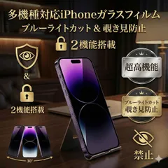iPhone 保護フィルム 覗き見防止 ブルーライトカット ガラスフィルム プライバシー 14Promax 15Pro 15Plus 16Plus 15 16 16Pro 17 17Pro 17ProMax 17Air 対応 強化ガラス 指紋防止 高透過率