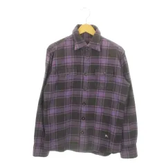 バーバリーブラックレーベル BURBERRY BLACK LABEL ネルシャツ 長袖 2 M 紫 パープル チェック ロゴ刺繍 /MN16 ■GY11