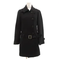 バーバリーブルーレーベル BURBERRY BLUE LABEL トレンチコート ダブル ウール ツイル ベルト付き 38 黒 ブラック /JS ■GY19
