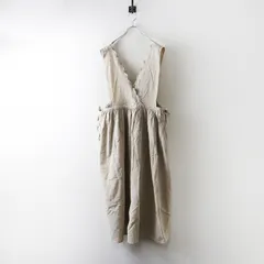 美品 サマンサモスモス Samansa Mos2 SM2 綿麻スカラップノースリーブワンピース M‖ベージュ ドレス ロング【2400014801668】