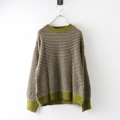 美品 サマンサモスモス エヘカソポ Samansa Mos2 SM2 ehka sopo クルーネックボーダーニット F＼カーキ セーター【2400014820997】