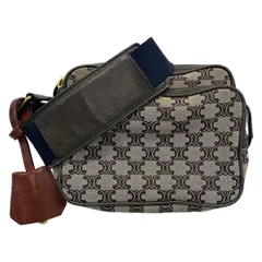 CELINE(セリーヌ) ショルダーバッグ マカダム柄 ネイビー×アイボリー×ボルドー レザー