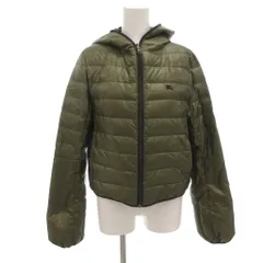 バーバリーズブルーレーベル Burberry's BLUE LABEL ヴィンテージ ダウンジャケット ブルゾン リバーシブル 38 カーキ 黒 ブラック ホースロゴ刺繍 フルジップ /FF ■GY18