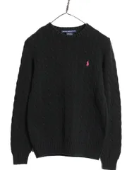 【お得なクーポン配布中!】 ラルフローレン コットン ケーブル ニット セーター レディース L ポロ スポーツ 長袖ニット ワンポイント クルーネック シンプル ブラック