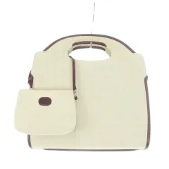 キタムラ Kitamura ハンドバッグ 2way トートバッグ キャンバス レザー ポーチ付き チェック グレージュ /MN12 ■GY18