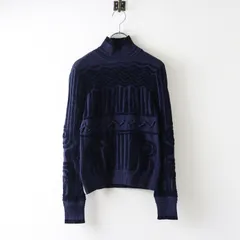 2022FW マメクロゴウチ Mame Kurogouchi Jomon Pattern Knitted Top 縄文ハイネックプルオーバー 1＼ネイビー ニット【2400014788310】のサムネイル