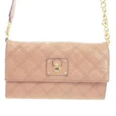 マークジェイコブス MARC JACOBS ショルダーウォレット ポシェット チェーン キルティングレザー ピンクベージュ /AH7 ■GY11