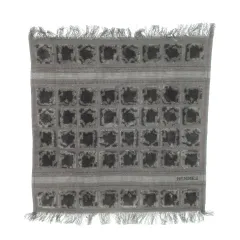 エルメス HERMES 2006年 銀座限定 ハンドタオル ハンカチ パイル フリンジ ロゴ刺繍 総柄 グレー /MN8 ■GY19