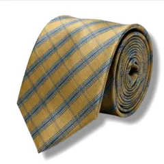 MARIO VALENTINO マリオヴァレンティノ オークル 黄土色 ブルー ストライプ レジメンタルタイ チェック柄 格子柄 ブランドネクタイ 総柄 メンズネクタイ 高級シルク