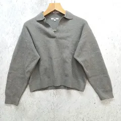 UNIQLO ユニクロ スムースコットンリラックスポロセーター ユニセックス リラックスシルエット シンプル グレー Mサイズ ◎、◇〇
