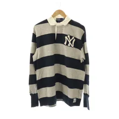 ポロ バイ ラルフローレン Polo by Ralph Lauren × MLB NY YANKEES  ラガーシャツ カットソー ポロシャツ 長袖 コットン L グレー 濃紺 /NR ■OS ■AD