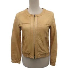 イエナ IENA レザージャケット ライダース ノーカラー ジップアップ キャラメル F ■TC