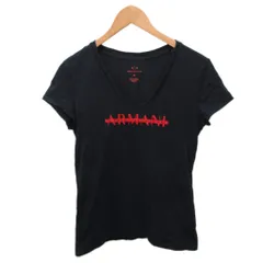 アルマーニエクスチェンジ A/X ARMANI EXCHANGE Tシャツ カットソー 半袖 Vネック ロゴプリント M ダークネイビー 8NYTDC YJG3Z ■IBO90