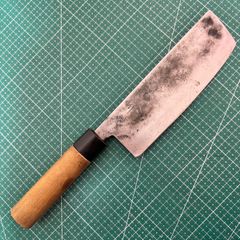 三条 菊利久(長直) 墨流し ダマスカス 菜切 165mm 包丁 白鋼 和包丁