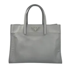 PRADA プラダ サフィアーノ 2way ハンドバッグ レザー グレー【中古】 レディース