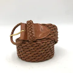ラルフローレン ベルト メッシュ 編み込み 本革 レザー 茶 ポニーロゴ 幅広 M