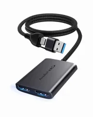 avedio links USB C/A HDMI変換アダプタ デュアルモニター ハブ HDMI分配器 拡張モード対応 マルチディスプレイ 3画面 abcモード アルミ金属製 Windows10＆Mac OS 10.15などに適用/Linux＆Androidp