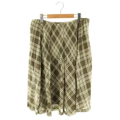 クミキョク 組曲 KUMIKYOKU フレアスカート プリーツ チェック柄 6 ブラウン オフホワイト /ES ■OS ■AX