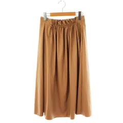 ボールジー BALLSEY トゥモローランド レザーライククロス フロントギャザースカート ミモレ ロング 34 茶 ブラウン /AT ■OS