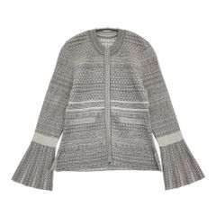 Mame Kurogouchi Mishima Karatsu Floral Pattern Knitted Cardigan 三島唐津 印花柄 定価63800円 カーディガン 24AW グレー ホワイト レディース マメクロゴウチ【中古】6-0131T♪