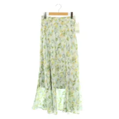 シンプリシテェ SIMPLICITE プリント フレアスカート ロング 総柄 ライトブルー 黄緑 /NR ■OS