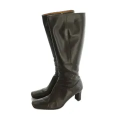 トラサルディ TRUSSARDI ロングブーツ スクエアトゥ レザー 23.5cm 茶 /MI ■OS