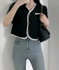 ツイード半袖カーディガン クロップド半袖カーディガン ツイードカーディガン