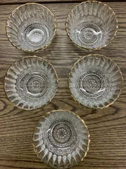 昭和レトロ　レース細工ガラスボウル 5個セット