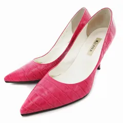 ダイアナ DIANA パンプス ハイヒール ポインテッドトゥ クロコ型押し 24cm ピンク /JS