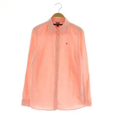 トミーヒルフィガー TOMMY HILFIGER ストライプ 長袖 シャツ ロゴ刺繍 コットン M ピンク /MY ■OS