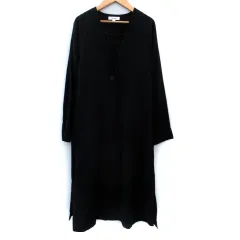 ニコアンド Niko and.. ノーカラーコート スプリングコート ロング丈 M 黒 ブラック /SM11