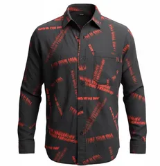 DIESEL ディーゼル プリントシャツ ボタンダウン Lサイズ ダークグレー 総柄